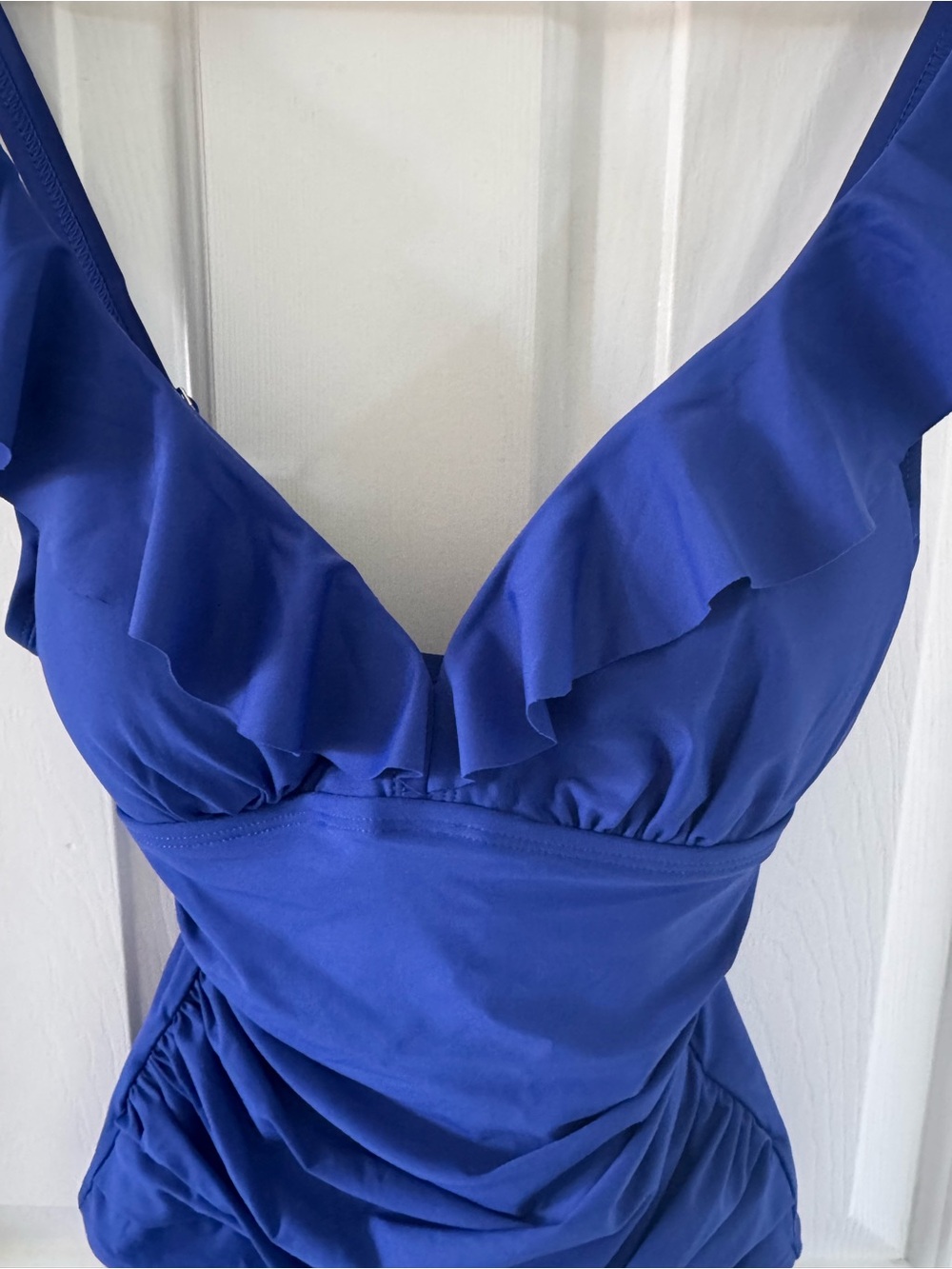Women’s DKNY Ruffled One-Piece Swimsuit in Royal Blue XS NWOT - Picture 2 of 8